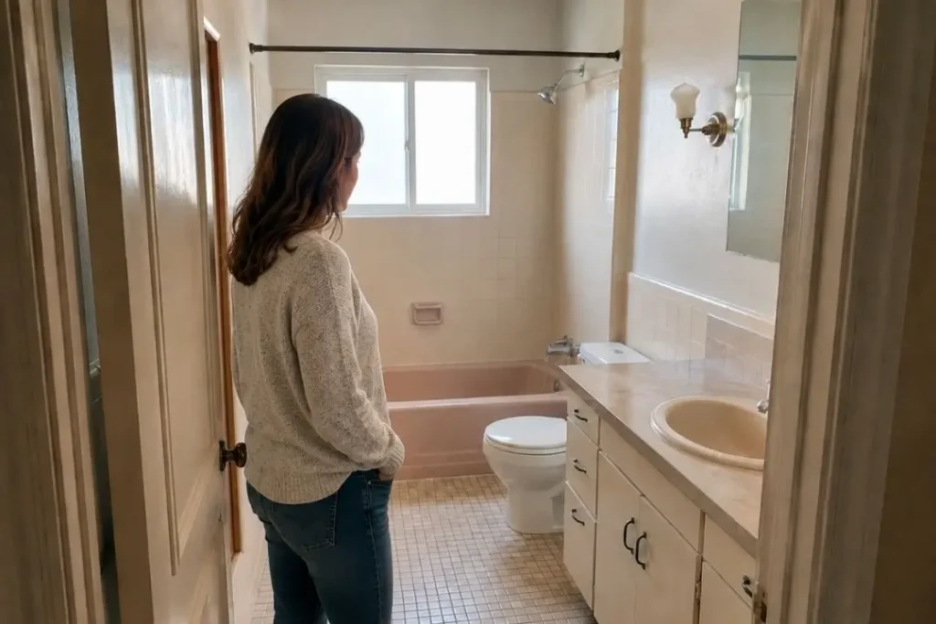 looking at an old bathroom