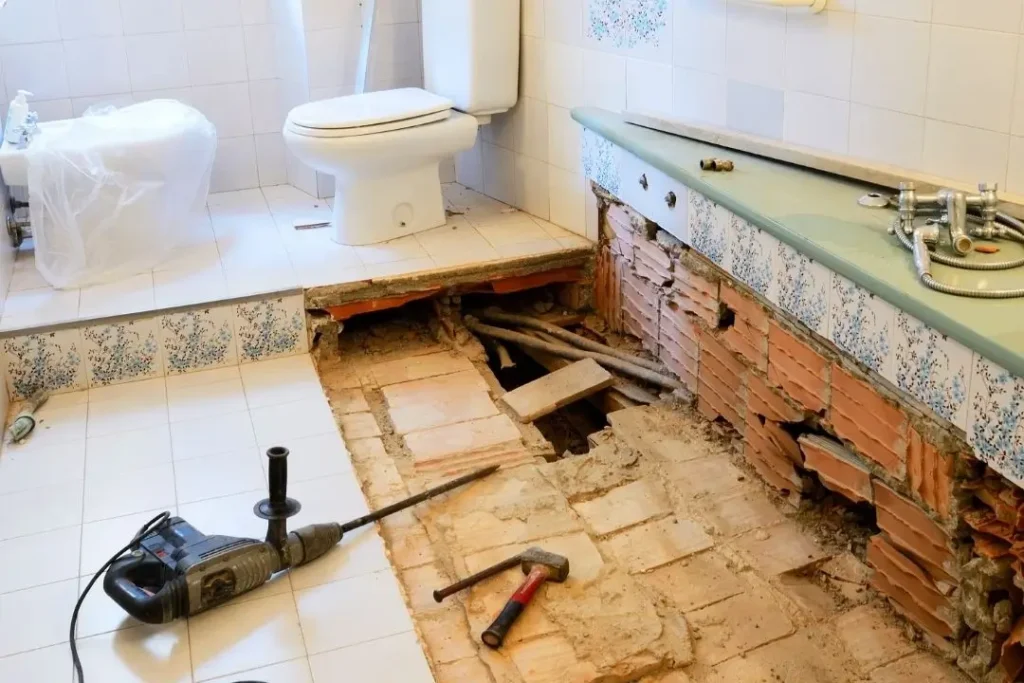 unfinished bathroom renovation