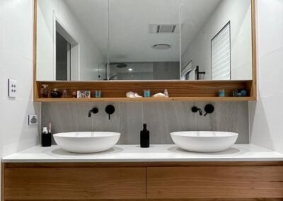 bathroom renovation floating double vanity for bathroom refurbish in Everton Park, Brisbane, QLD